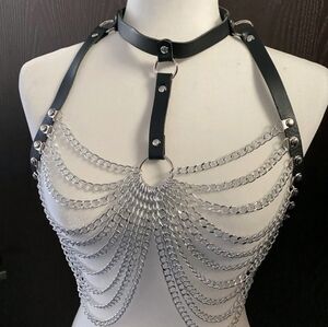 Black and Silver Chain Harness